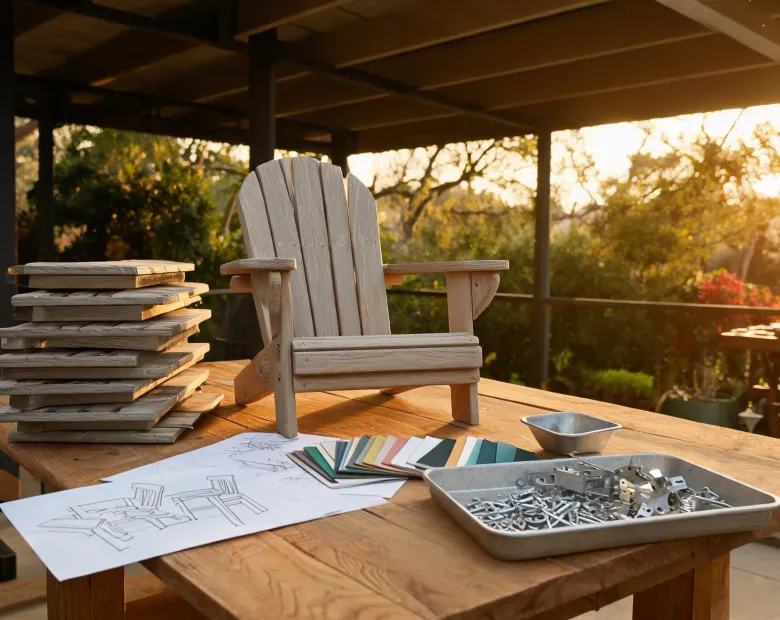 Polywood material and furniture design workspace