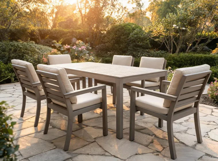 Polywood outdoor dining table with chairs