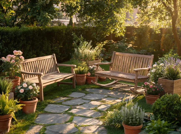 Garden bench look with Polywood furniture